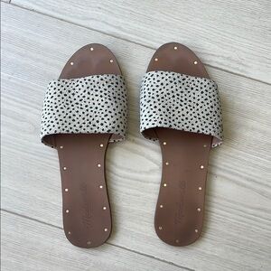 Madewell White Black Spotted Slides Thong